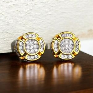 *NEW* 14K Mens Micropave Earrings